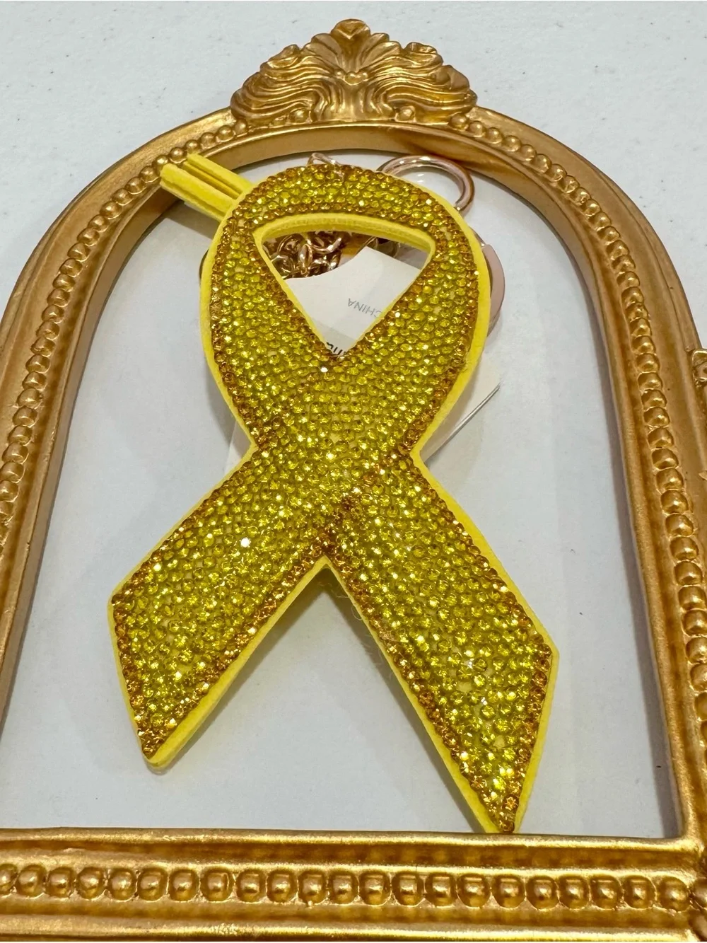 New Crystal Yellow Crystal Ribbon Keychain